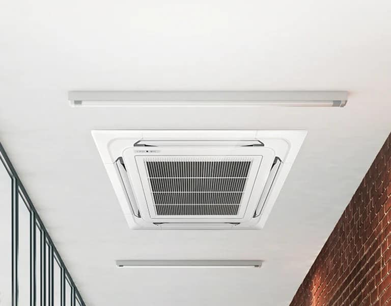 Ceiling cassette air conditioning unit, Newcastle Ceiling cassette air conditioning unit fitted by UK Aircon, air conditioning installers serving Newcastle